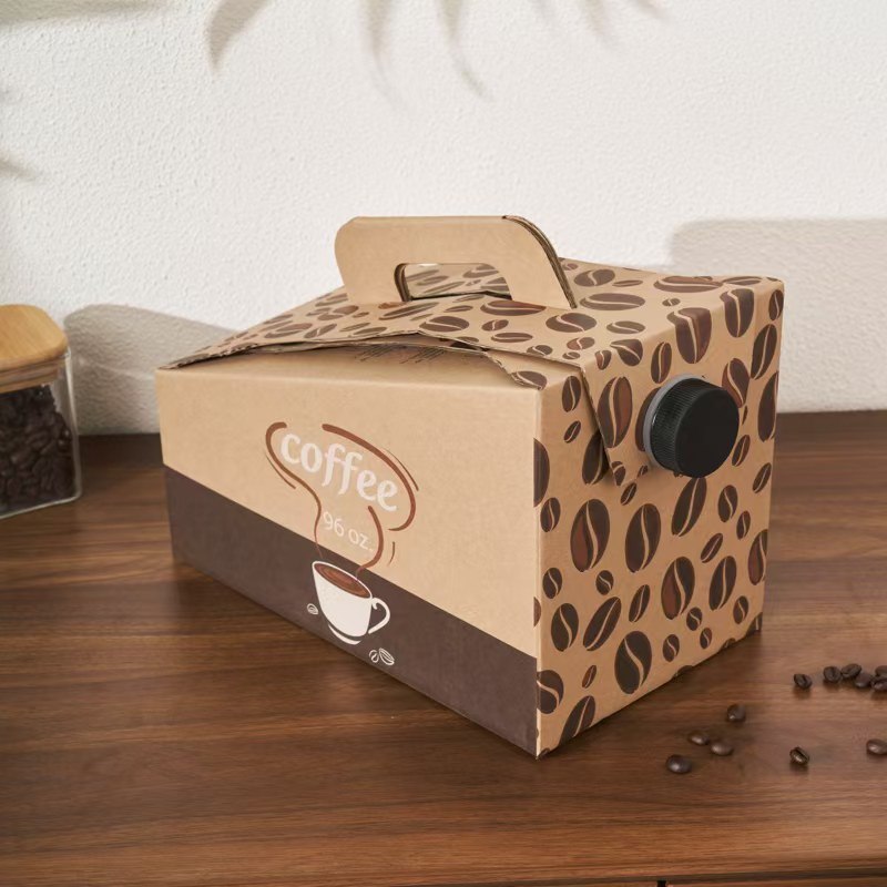 96oz Disposable Insulated Coffee Traveler Dispenser to Go Boxes Portable Handle Beverage Take Out Containers for Catering