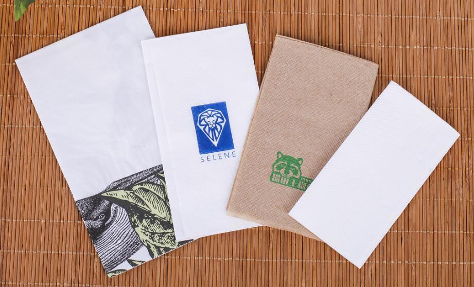 25*25cm Napkin Tissue Paper 2 Ply Virgin Wood Pulp Cocktail Napkins Custom Logo Silk Screen Printing Folded Dinner Napkins for Event and Party