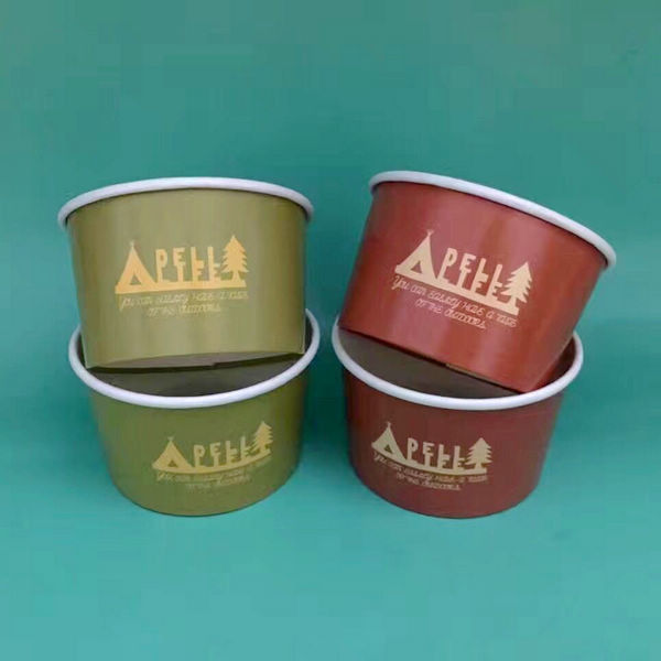 الغذاء الآمن 16oz أكواب الآيس كريم ورقة مع أغطية مزدوجة PE المغلفة مانعة للتسرب