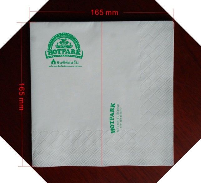 منديل ورق المناديل مع شعار مطعم الورق 15-25 Gsm / M2 Virgin Pulp