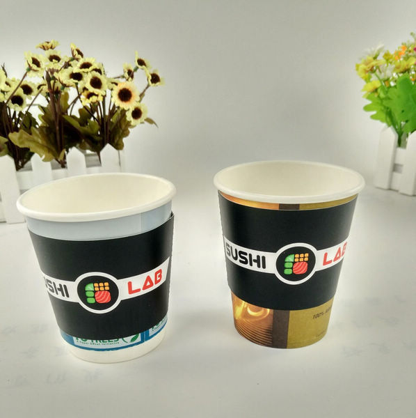 8oz / 12oz / 16oz فنجان ورق حائط مفرد ، فنجان قهوة ورقية يمكن التخلص منه مع غطاء وكم